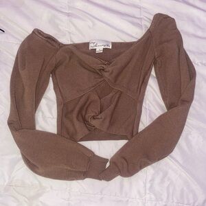Brown Sweater with Front Cut-Outs